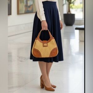 Rafe New York Tan and Brown Shoulder Bag with Woven Design